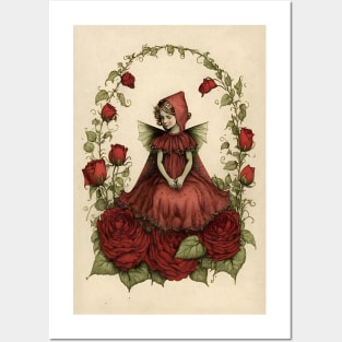 Rose Fairy Sitting in a Bower of Blooms Posters and Art